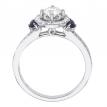 14K White Gold Qpid .77 Ct Diamond and Sapphire Bridal Ring