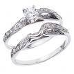 14K White Gold Qpid Bridal Bypass .40 Ct Diamond Ring Set