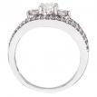 14K White Gold Qpid 3 Stone .96 Ct Diamond Bridal Ring Set