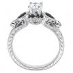 14K White Gold Qpid .83 Ct Diamond and Pear Sapphire Bridal Ring Set