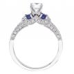 14K White Gold Qpid .85 Ct Diamond and Sapphire Bridal Ring Set