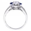 14K White Gold Qpid .77 Ct Diamond and Sapphire Halo Bridal Ring Set