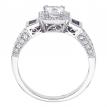 14K White Gold Qpid .94 Ct Diamond and Emerald Cut Sapphire Bridal Ring Set