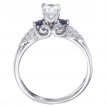 14K White Gold Qpid .50 Ct Diamond and Sapphire Bridal Ring Set