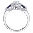 14K White Gold Qpid .58 Ct Diamond and Baguette Sapphire Bridal Ring Set