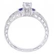 14K White Gold Qpid .50 Ct Diamond and Half Moon Sapphire Bridal Ring Set