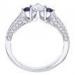 14K White Gold Qpid .86 Ct Diamond and Sapphire Cathedral Bridal Ring Set