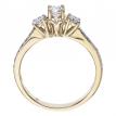 14K Yellow Gold Qpid .75 Ct Diamond Three Stone Bridal Ring Set