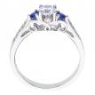 14K White Gold Qpid Diamond and  Sapphire .75 Ct Bridal Ring Set
