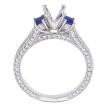 14K White Gold Qpid .85 Ct Diamond and Cushion Sapphire Bridal Ring Set