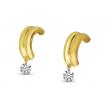 14K Yellow Gold Dashing Diamond Double Row Pierced Diamond Half Huggie Earrings