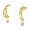 14K Yellow Gold Dashing Diamonds Crossover Half Huggie Pierced Diamond Earrings