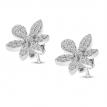 14K White Gold Diamond Flower Post Earrings