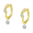 14K Yellow Gold Dashing Diamond Pierced Diamond Huggie Earrings