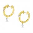 14K Yellow Gold Dashing Diamond Pierced Diamond Huggie Earrings