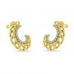 14K Yellow Gold Diamond Chain Link Front Hoop Earrings