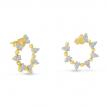 14K Yellow Gold Diamond Spike Beaded Front Hoop Earrings