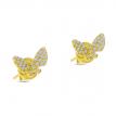 14K Yellow Gold Diamond Butterfly Post Earrings