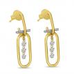 14K Yellow Gold Dashing Diamond Large Paper Clip Earrings