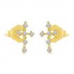 14K Yellow Gold Diamond Mini Cross Stud Earrings