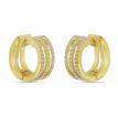 14K Yellow Triple Row Diamond Huggie Earrings