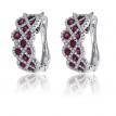 14K White Gold Precious Round Rubies and AA Diamond Euro Back Earrings