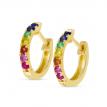 14K Yellow Gold Rainbow Sapphire Small Huggie Earrings