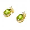 14K Yellow Gold Oval Peridot and Diamond Semi Precious Earrings