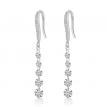 14K White Gold J Hook Dangling 5 Stone Round Dashing Diamond Fashion Earrings