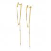 14K Yellow Gold Pierced Diamond Chain Dangling Post Earrings