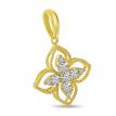 14K Yellow Gold Diamond Floral Millgrain Pendant