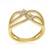 14K Yellow Gold Double Diamond Crossover Fashion Ring