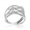14K White Gold Diamond Criss Cross Fashion Ring