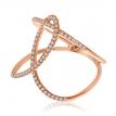 14K Rose Gold Knot Bypass Diamond Fashion Ring