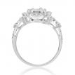 14K White Gold Baguette and Round Diamonds Fancy Cushion Ring