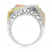14K Tri Color Rose White and Yellow Gold 5 Row Diamond Fashion Ring