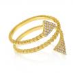 14K Yellow Gold Offset Diamond Triangles Twisted Fashion Ring