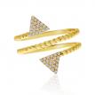 14K Yellow Gold Offset Diamond Triangles Twisted Fashion Ring