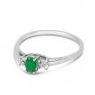 14K White Gold Oval Emerald and diamond accent birthstone ring