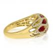 14K Yellow Gold Oval Ruby and Diamond Basket Weave Precious Fashion Ring