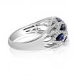 14K White Gold Oval Sapphire and Diamond Basket Weave Precious Fashion Ring