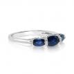 14K White Gold 3 Oval Sapphire and Diamond Precious Ring