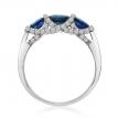 14K White Gold 3 Oval Sapphire and Diamond Precious Ring