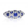 14K White Gold Spotted Precious Sapphire and Diamond Fashion Ring