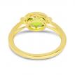14K Yellow Gold Oval East West Peridot and Diamond Millgrain Semi Precious Ring