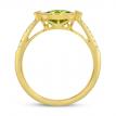 14K Yellow Gold Oval East West Peridot and Diamond Millgrain Semi Precious Ring