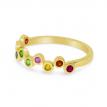 14K Yellow Gold Genuine Rainbow Sapphire Bubble Ring