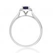 10K White Gold 5mm Round Sapphire and Diamond Halo Precious Ring