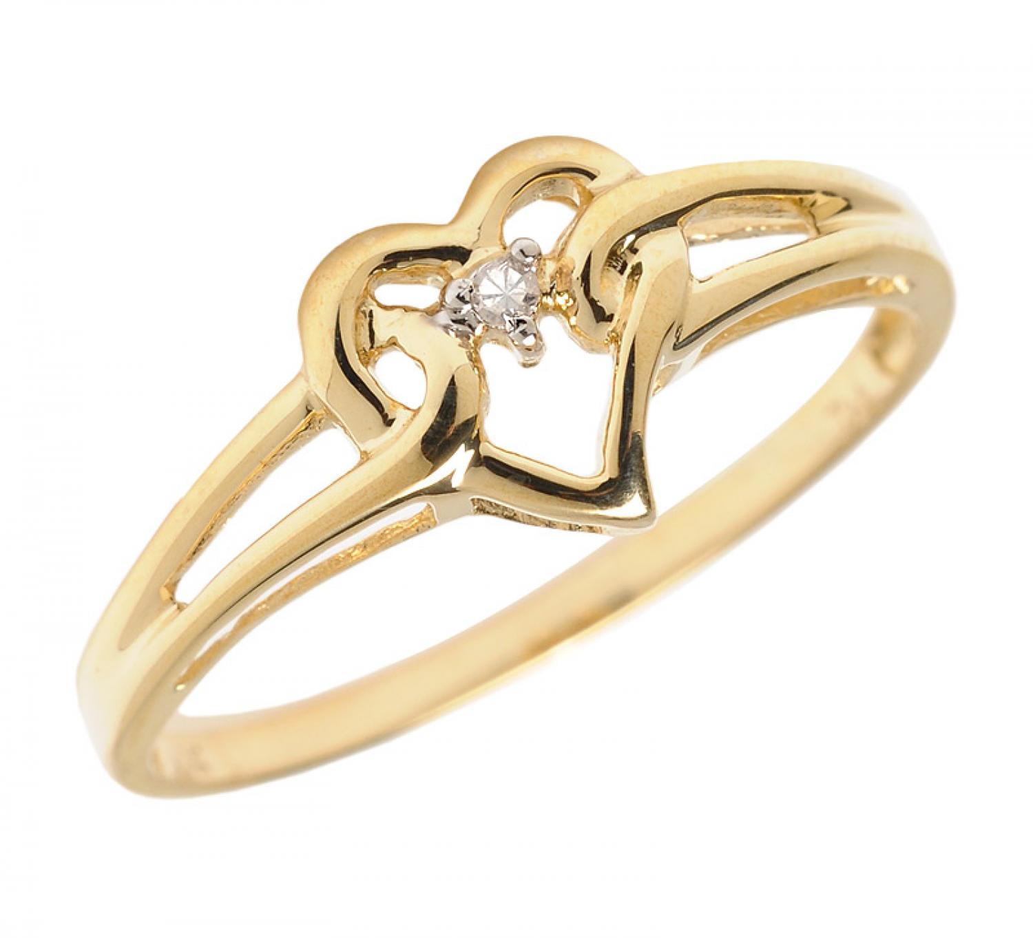 10K Yellow Gold Diamond Heart Ring