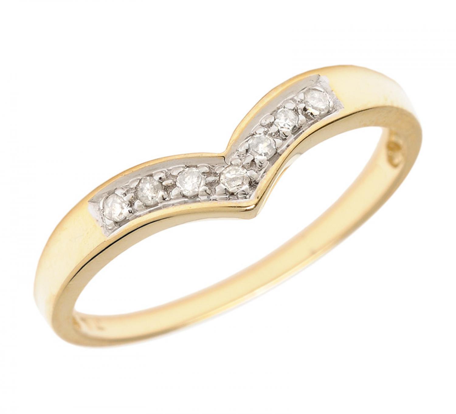 10K Yellow Gold Diamond Chevron Ring